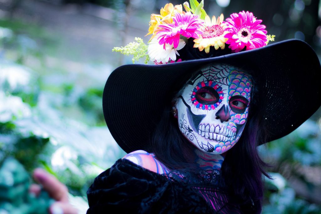 Person dressed up for Day of the Dead