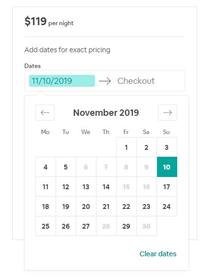 Airbnb Calendar Dates | Footsteps of a Dreamer